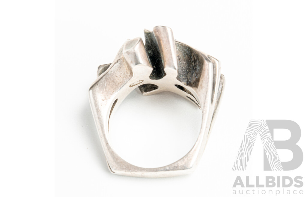 Georg Jensen Vintage Sterling Silver Ring #A12B, Very Rare, Size N, 14.46 Grams