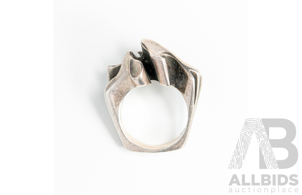 Georg Jensen Vintage Sterling Silver Ring #A12B, Very Rare, Size N, 14.46 Grams