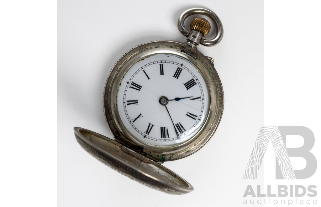 Vintage Sterling Silver (800) 35mm Pocket Watch, 35.95 Grams