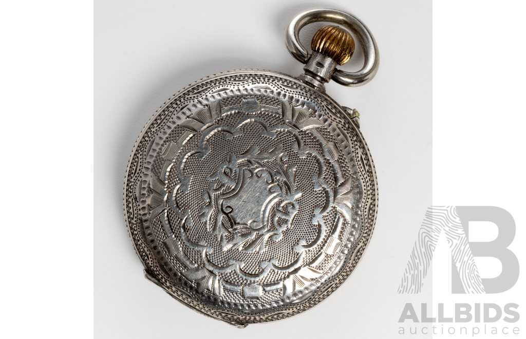 Vintage Sterling Silver (800) 35mm Pocket Watch, 35.95 Grams