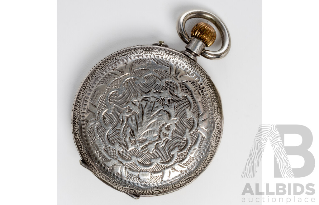 Vintage Sterling Silver (800) 35mm Pocket Watch, 35.95 Grams