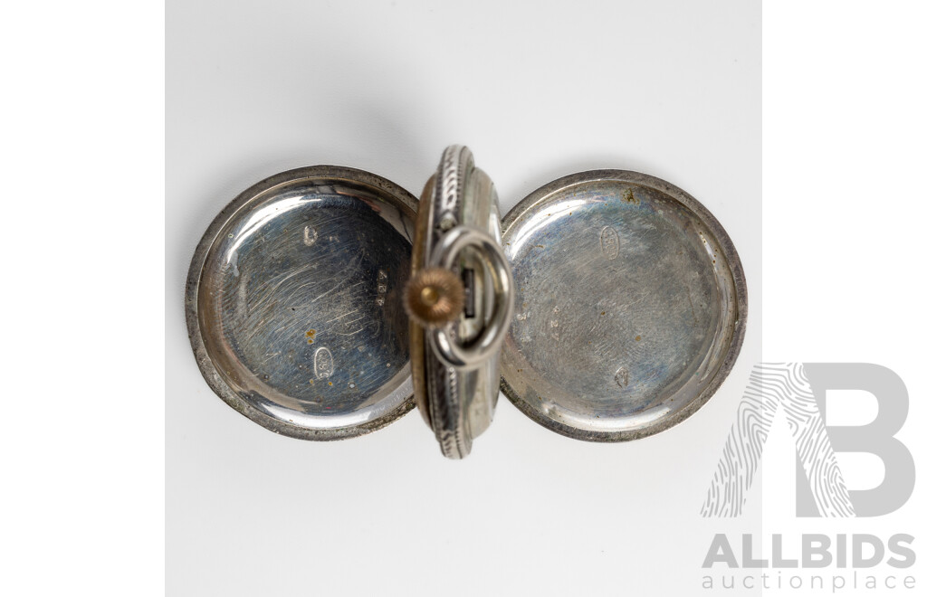 Vintage Sterling Silver (800) 35mm Pocket Watch, 35.95 Grams