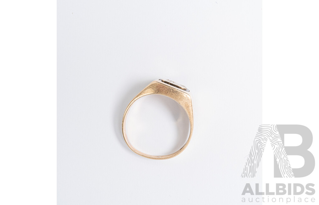 9ct Vintage Diamond Set Signet Ring, TDW0.02ct, Size U, 4.58 Grams