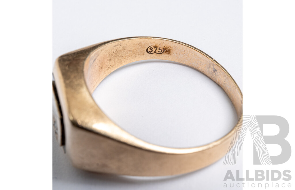 9ct Vintage Diamond Set Signet Ring, TDW0.02ct, Size U, 4.58 Grams