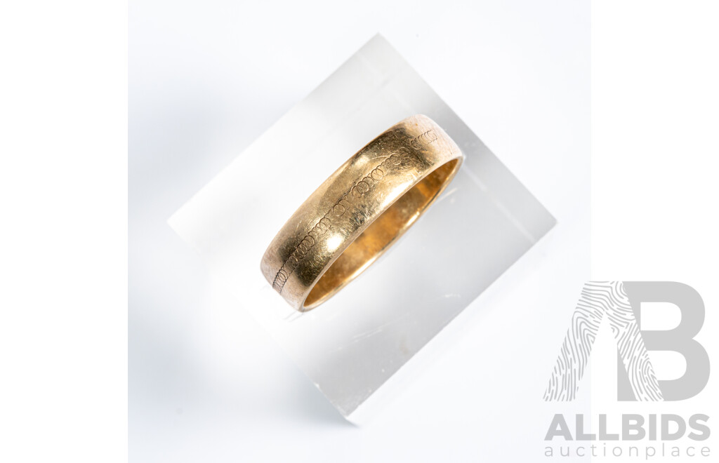 9ct Flat Curve Profile Wedding Ring, Size O, 2.73 Grams