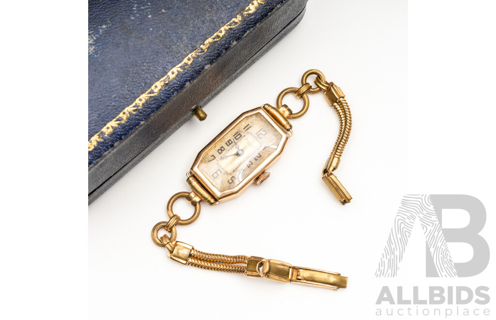 9ct Antique Angus & Coote Sydney Gold Ladies Dress Watch, T120, with Original Case & Receipt Dated 1929