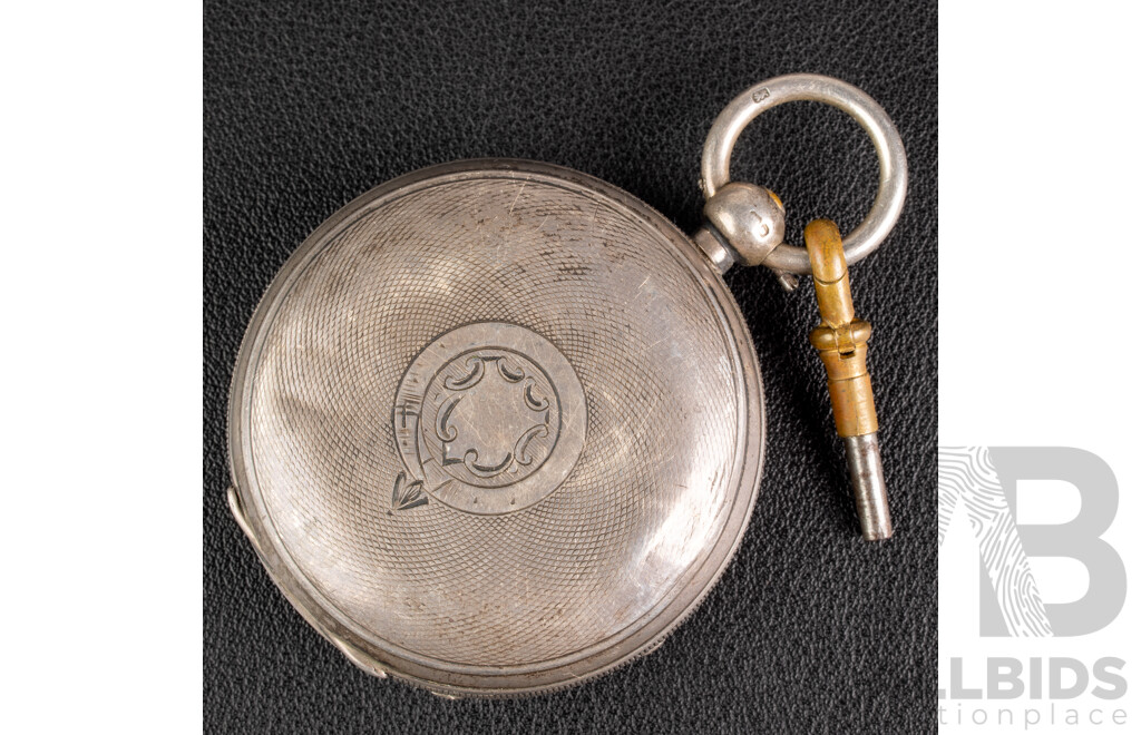 Antique AWW Co. Waltham Mass 50mm Sterling Silver Pocket Watch, 101.69 Grams