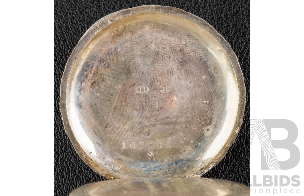 Antique 35mm Sterling Silver Pocket Watch, 167882, London 1913, Working, 32.27 Grams