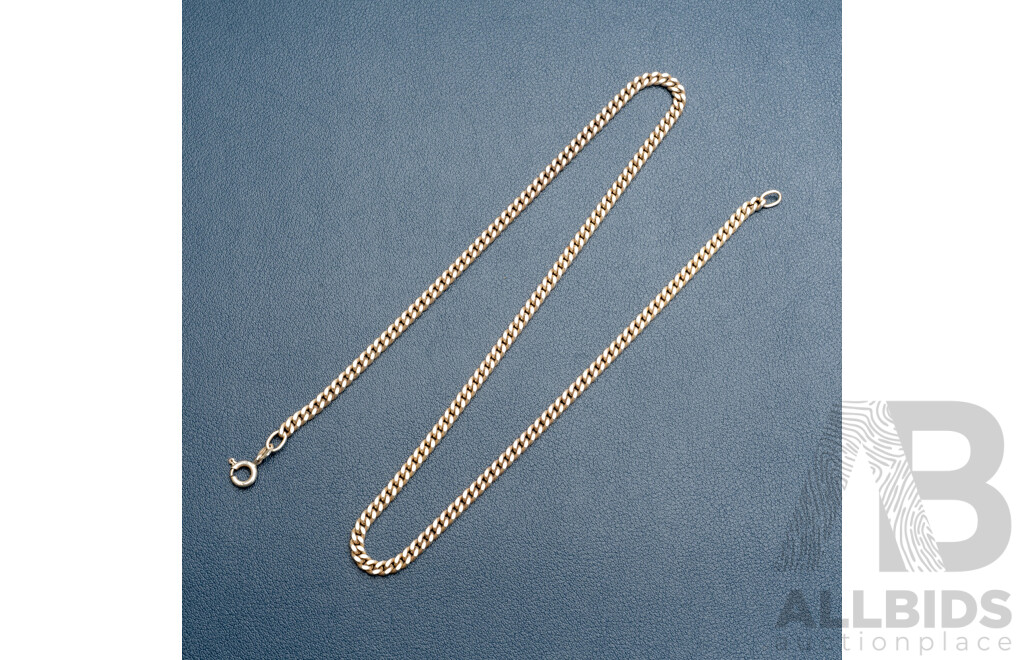 Sterling Silver Mens Curb Link Necklace, 50cm, 22.25 Grams