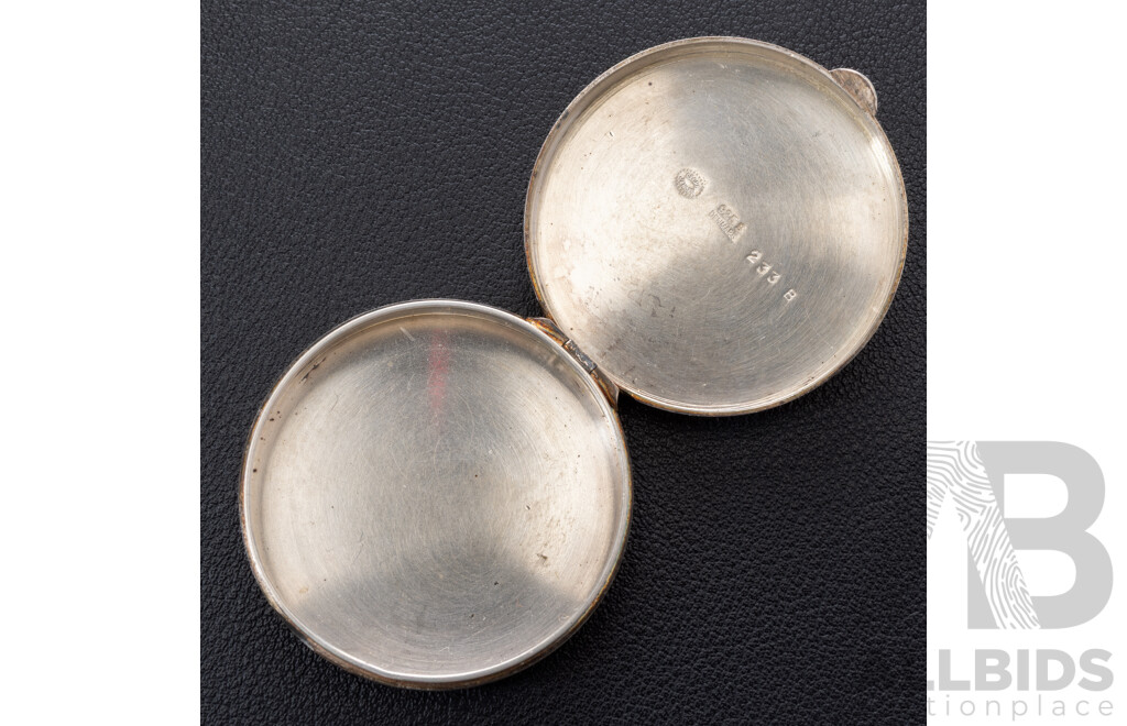 Georg Jensen Vintage Sterling Silver Pill Box #233, 40mm Diameter
