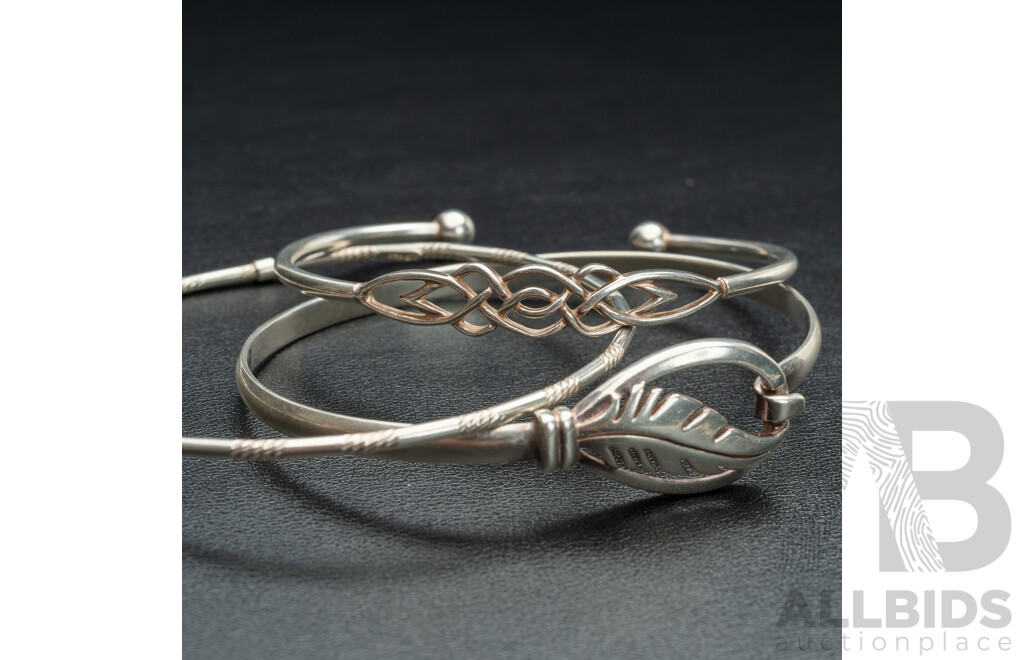 Sterling Silver (3) Quality Bangles with Internal Diameter 60/65mm Each, 23.0 Grams