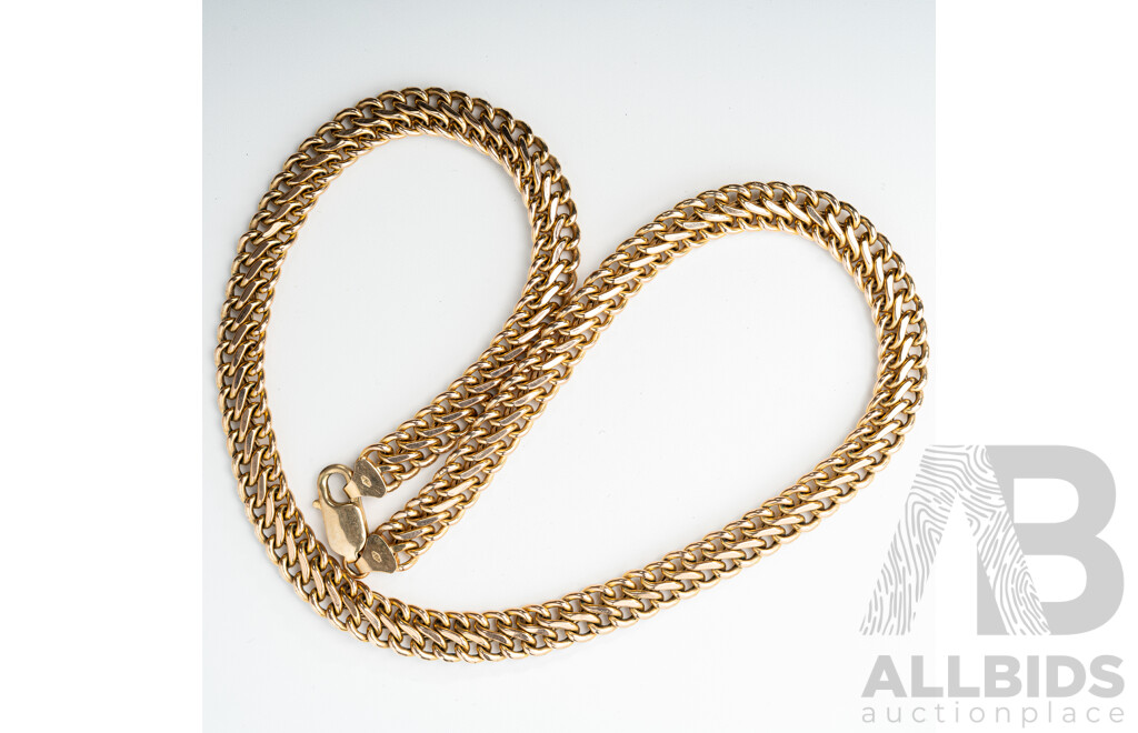 9ct Double Curb Link Necklace, 42cm, 16.48 Grams - as New