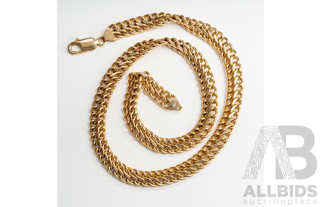9ct Double Curb Link Necklace, 42cm, 16.48 Grams - as New