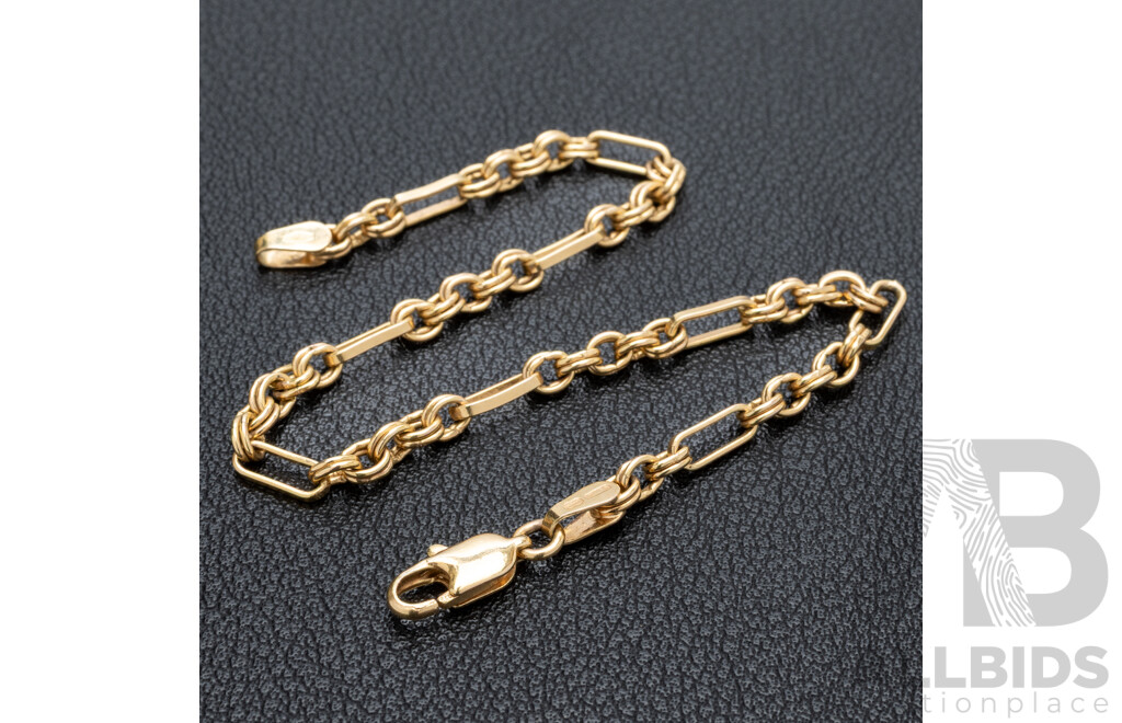 9ct Fancy Belcher Link Bracelet, 19cm, 4.03 Grams