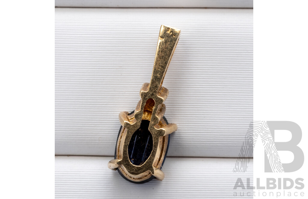 9ct Natural Sapphire & Diamond Pendant, S0.70ct/TDW0.02ct, 0.77 Grams