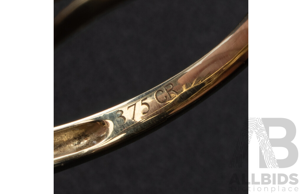 9ct Created Sapphire & Diamond Halo Ring, TDW 0.05ct, Size O, 3.21 Grams