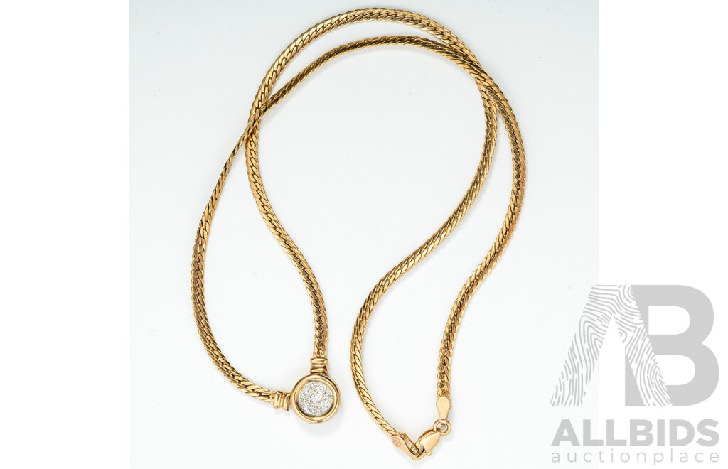 9ct Diamond Pendant on Fixed Snake Chain Necklace, TDW 0.25ct, 9.15 Grams