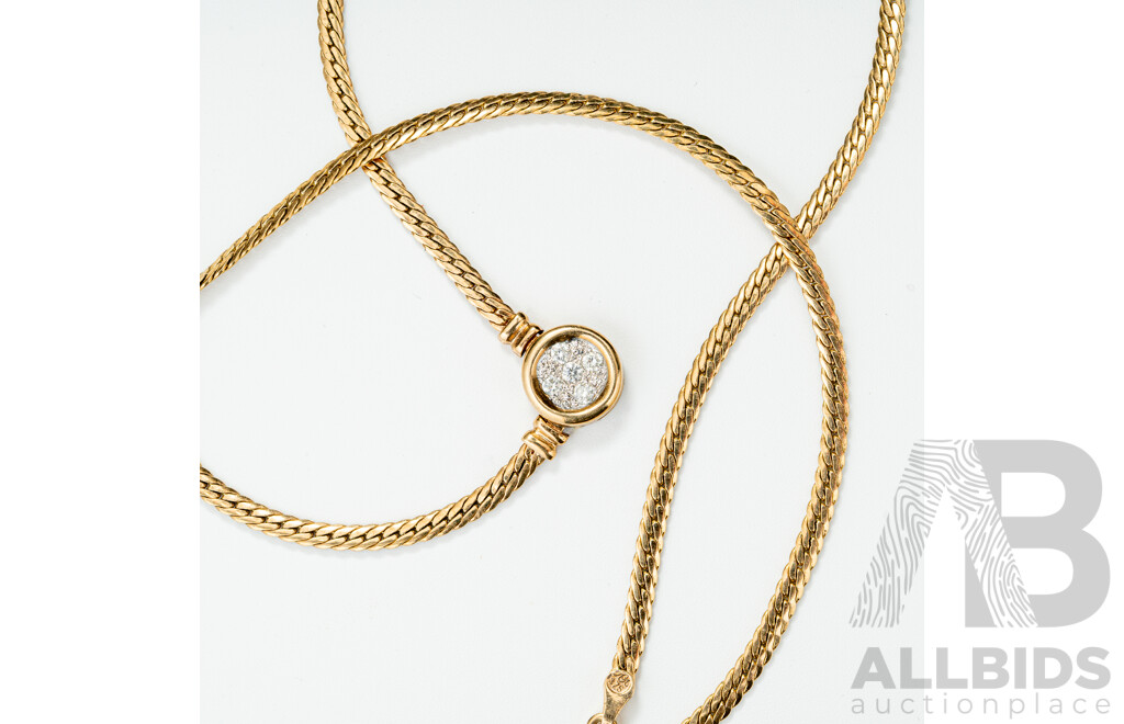 9ct Diamond Pendant on Fixed Snake Chain Necklace, TDW 0.25ct, 9.15 Grams