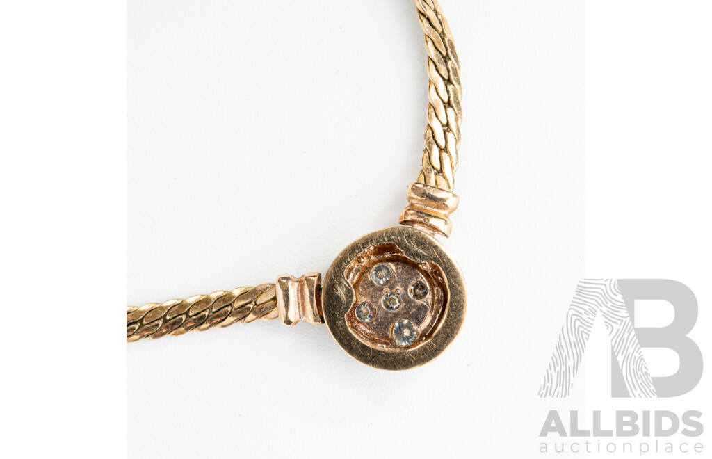 9ct Diamond Pendant on Fixed Snake Chain Necklace, TDW 0.25ct, 9.15 Grams