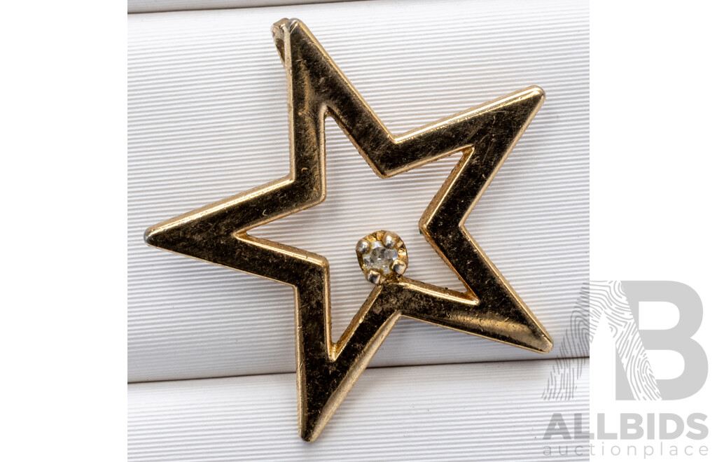 9ct Diamond Set Star Slider Pendant, 15mm, 0.52 Grams