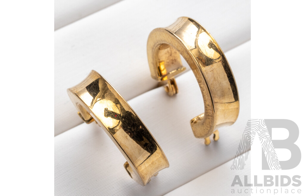 9ct Concave Hoop Earrings, 15mm, 1.89 Grams