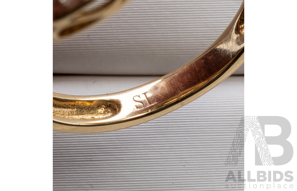 14ct Smokey Quartz & Diamond Halo Ring, Est TDW 0.10ct, as New, Size L, 3.40 Grams