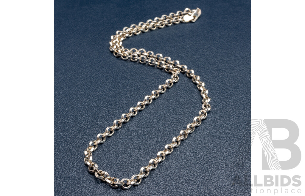 Sterling Silver Knife Edge Belcher Link Necklace, 45cm, 18.63 Grams