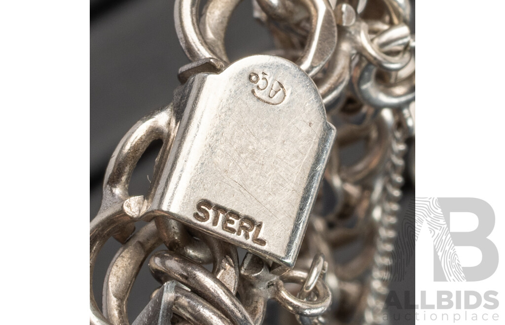 Sterling Silver Double Cuban Link Bracelet, 18cm & Sterling Silver Infinity Bracelet, 19cm, 24.15 Grams