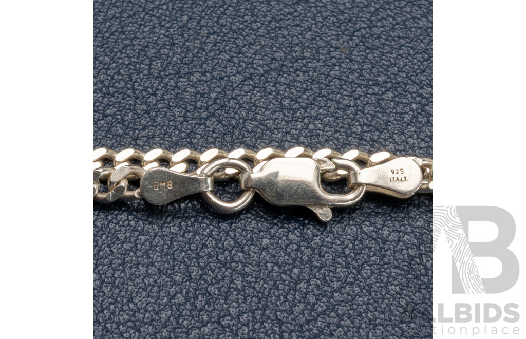 Sterling Silver Flat Curb Link Necklace, 70cm & Sterling Silver Curb Link Necklace, 50cm, 35.15 Grams