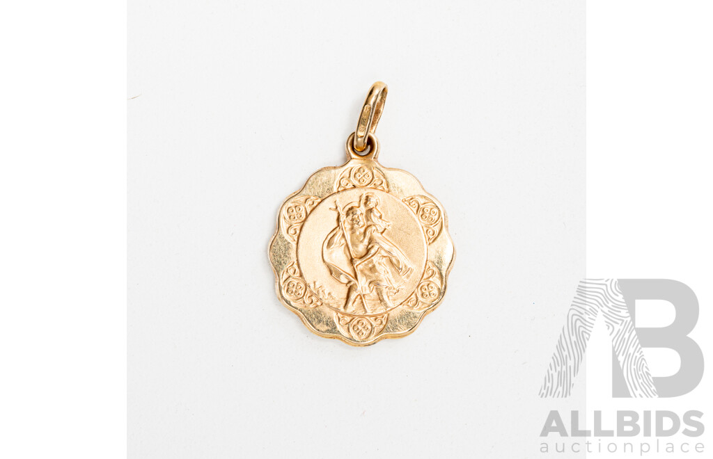 9ct St Christopher Medallion Pendant, 16mm, 1.12 Grams