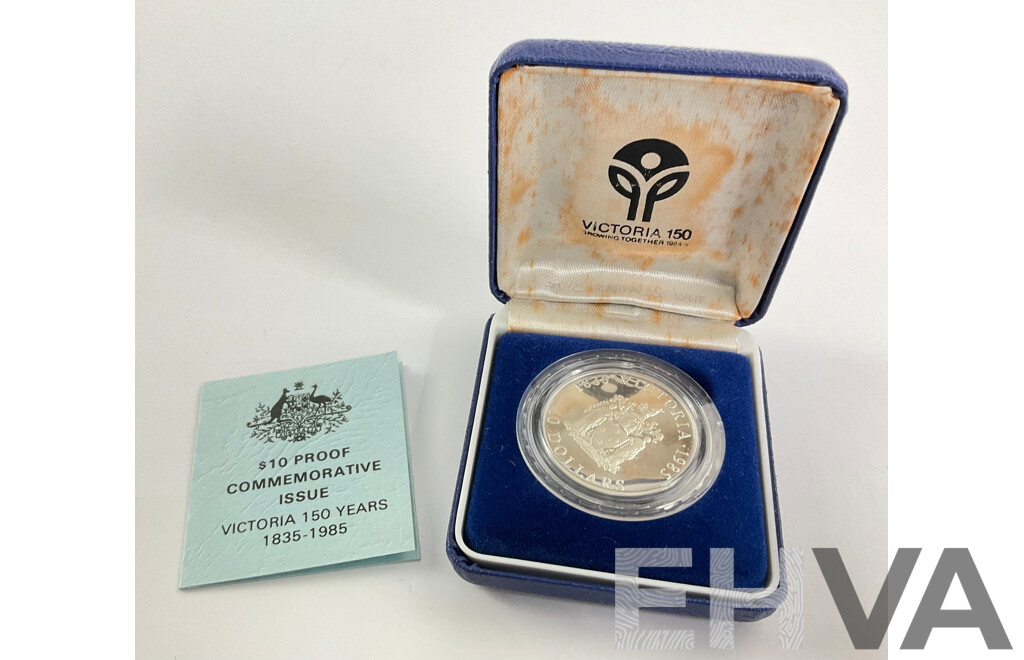 Australian 1985 Silver Proof Ten Dollar Coin, State Series Victoria .925