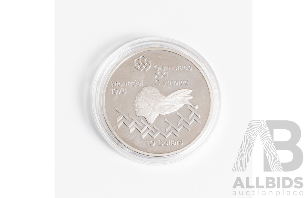 Canada 1975 Silver Ten Dollar Coin, Montreal XXI Olympiad .925