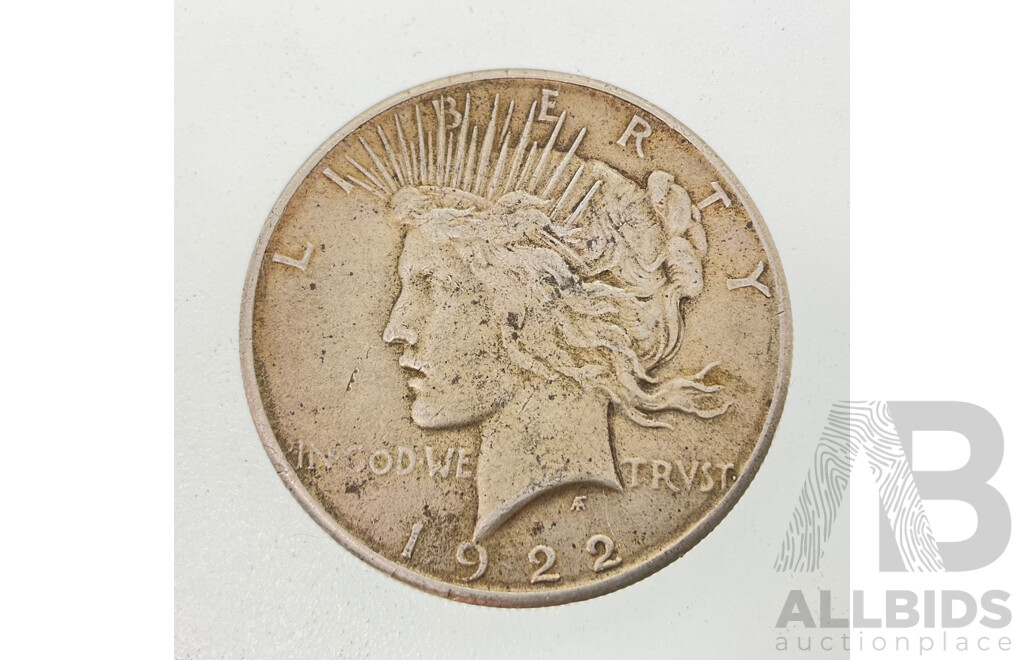 USA 1922 Silver Peace Dollar, Philadelphia Mint .900