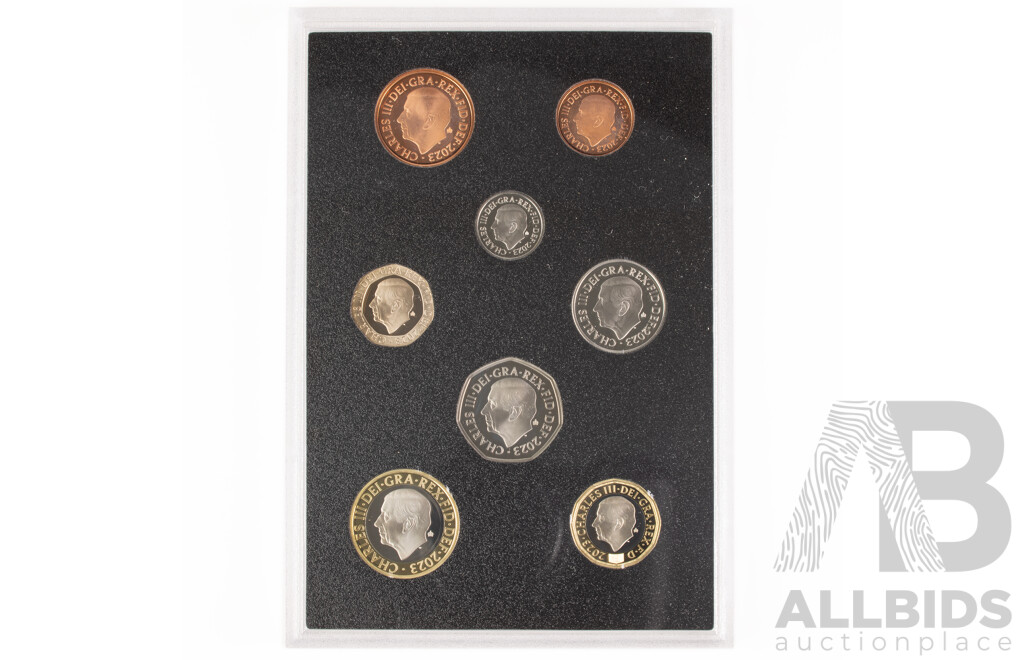 United Kingdom Royal Mint 2023 Eight Proof Coin Set, King Charles Definitives