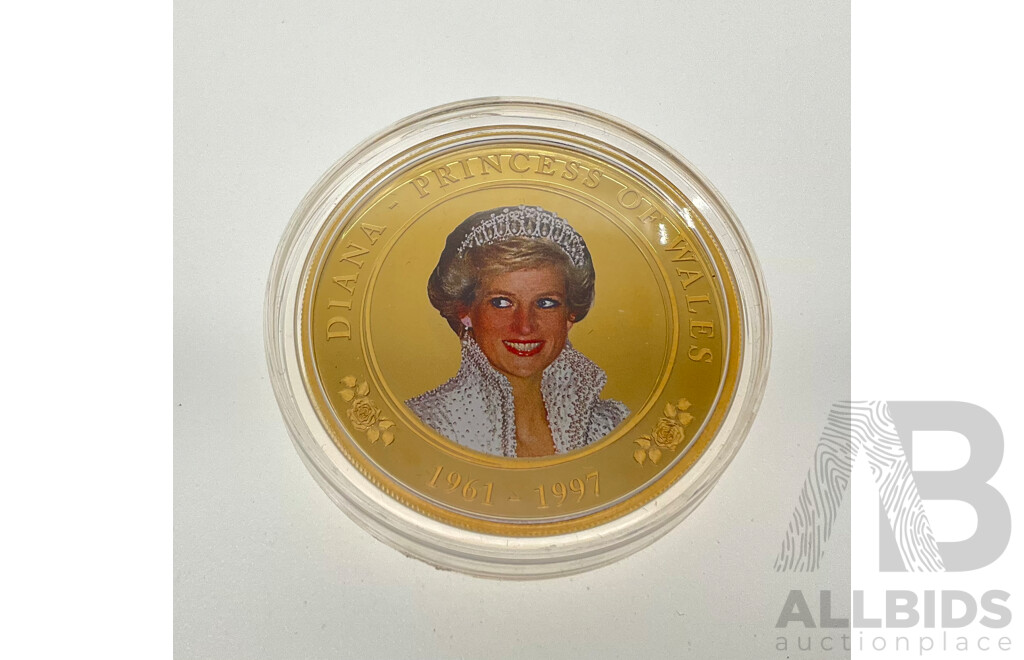 Cook Islands 2017 Commemorative Gold Plated Proof One Dollar Coin, Princess Diana's 20th Death Anniversary