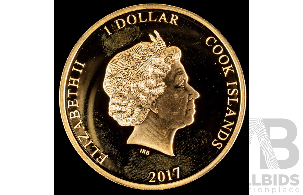Cook Islands 2017 Commemorative Gold Plated Proof One Dollar Coin, Princess Diana's 20th Death Anniversary