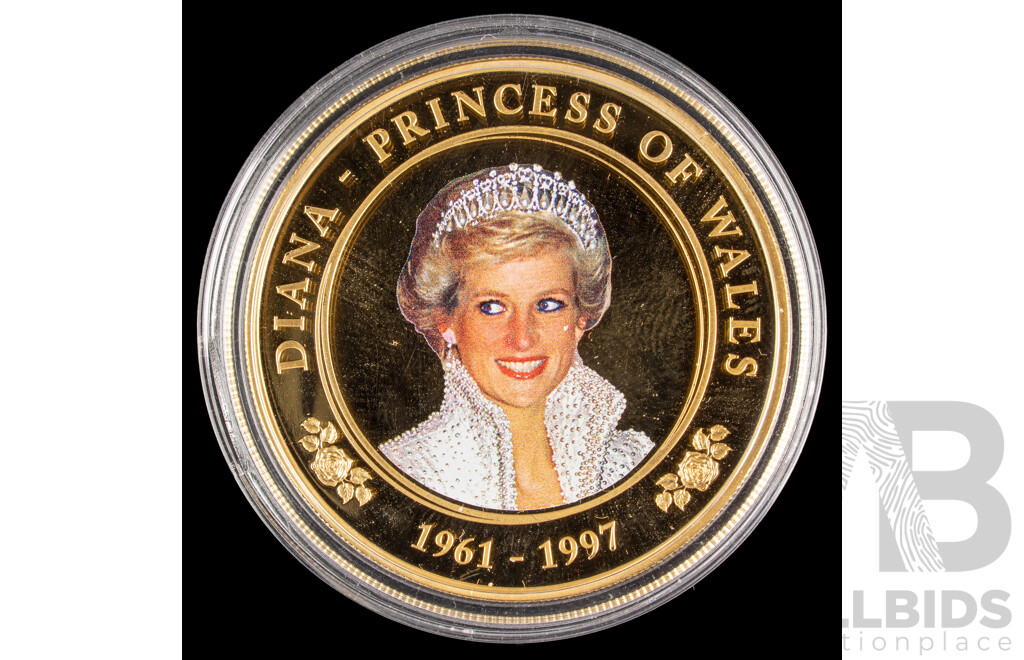 Cook Islands 2017 Commemorative Gold Plated Proof One Dollar Coin, Princess Diana's 20th Death Anniversary