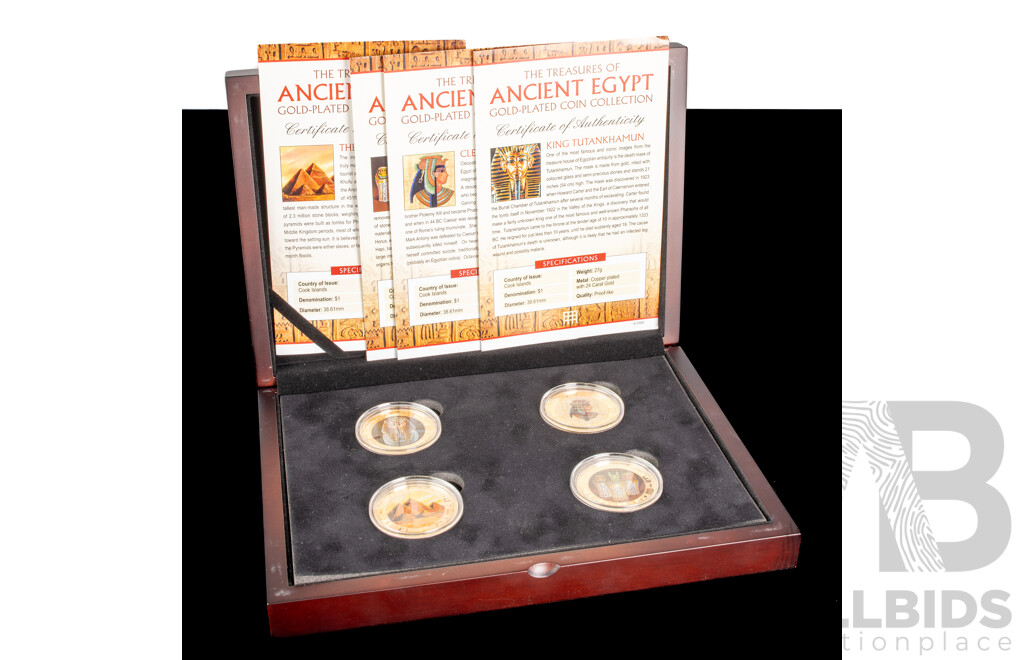 Cook Islands 2013 Gold Plated Proof Like One Dollar Coin Set, Treasures of Ancient Egypt