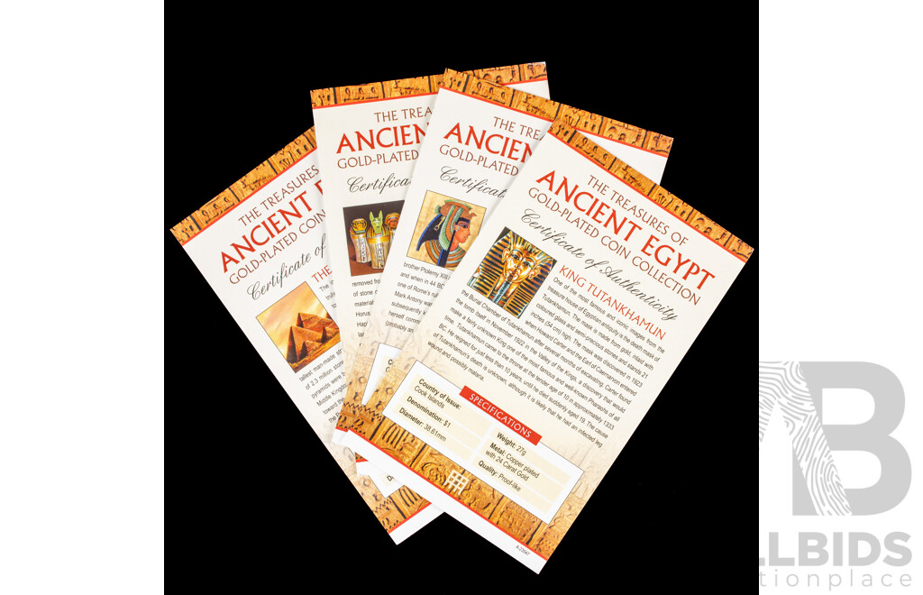 Cook Islands 2013 Gold Plated Proof Like One Dollar Coin Set, Treasures of Ancient Egypt