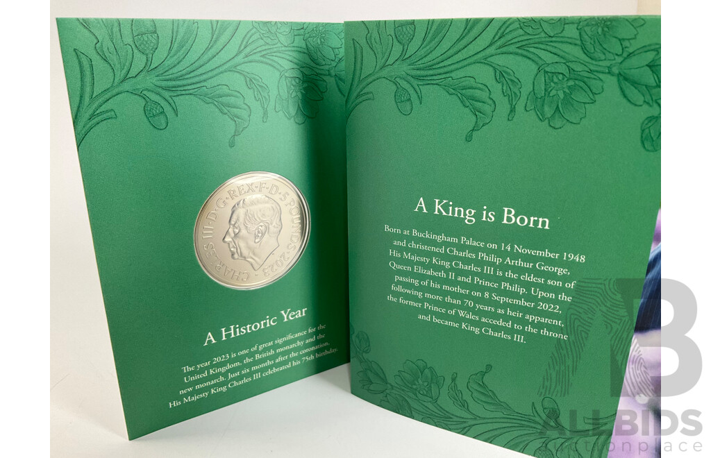 United Kingdom Royal Mint 2023 Brilliant Five Pound Coin, King Charles III 75th Birthday