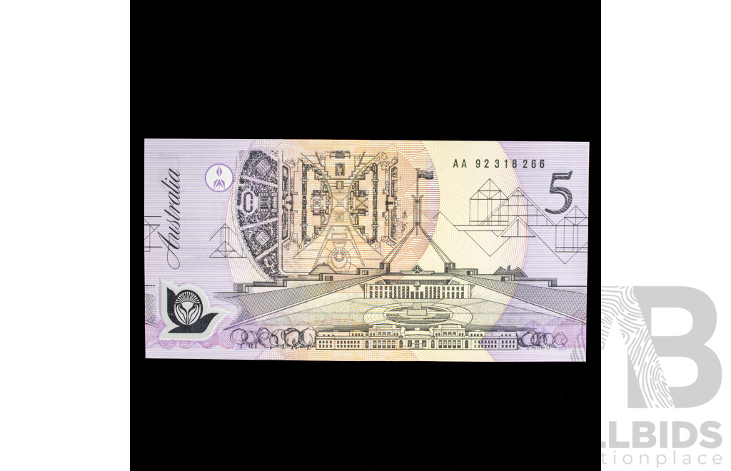 Australian 1992 Five Dollar Banknote Fraser/Cole AA 92318266