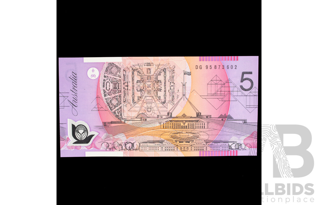 Australian 1995 Five Dollar Banknote Evans/Fraser DG 95873602