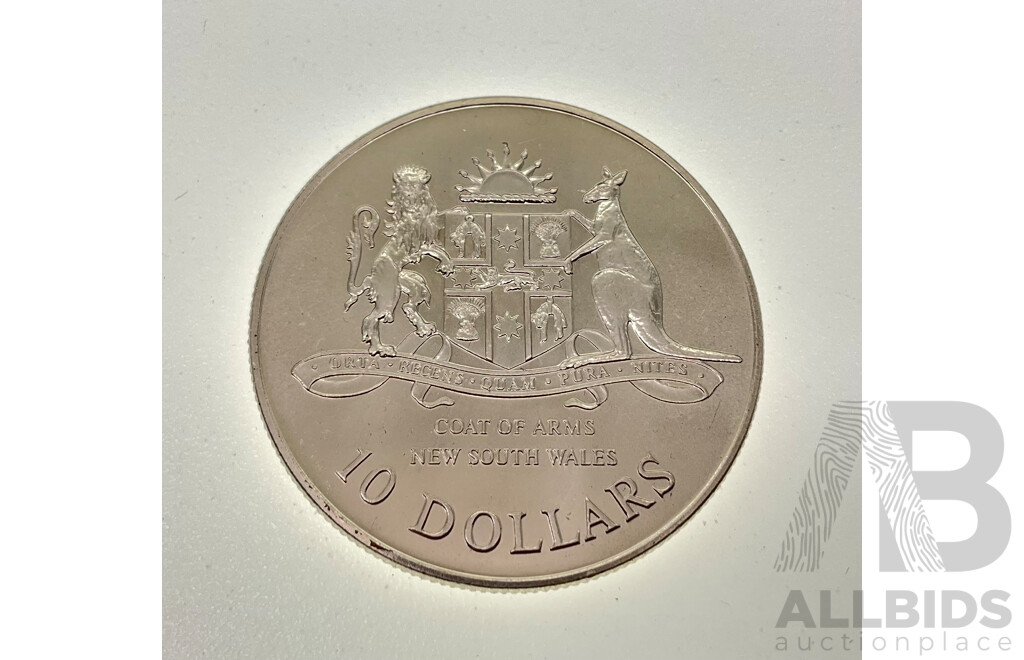 Australian 1987 Silver Ten Dollar Coin, State Series, New South Wales .925