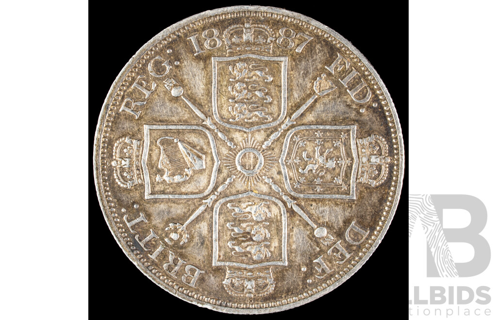 Great Britain 1887 QV Silver Double Florin .925