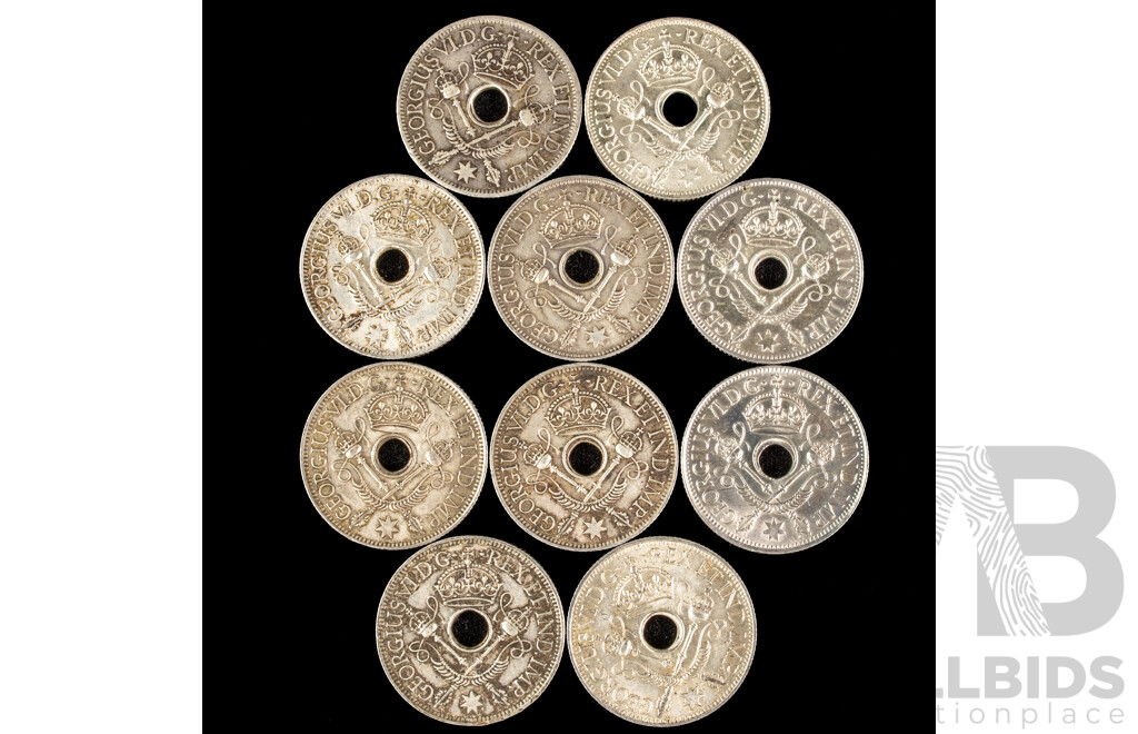 Ten Papua New Guinea 1945 Silver Shillings .925