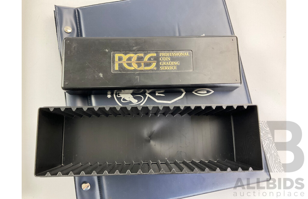 Collection of Coin and Note Albums and Holders Including Royal Australian Mint, Macquarie Mint, PCGS, Cumberland, Seven Seas