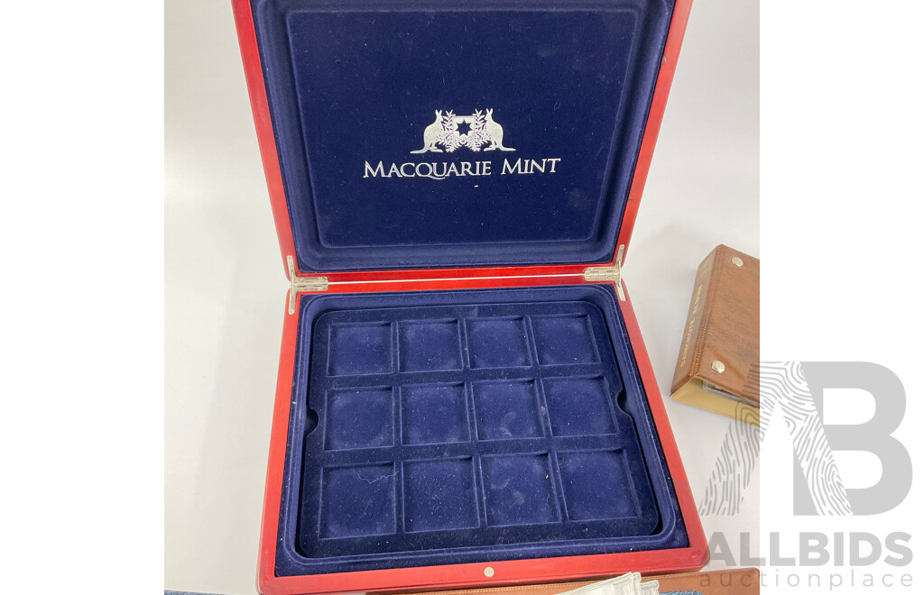 Collection of Coin and Note Albums and Holders Including Royal Australian Mint, Macquarie Mint, PCGS, Cumberland, Seven Seas