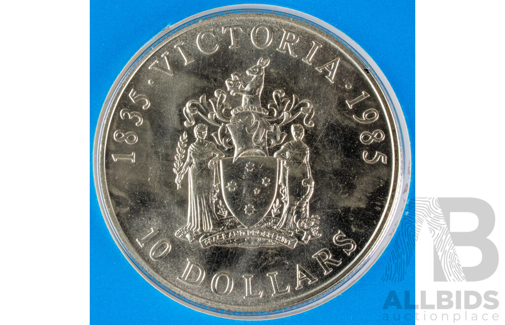 Australian 1985 Silver Ten Dollar Coin, State Series Victoria .925