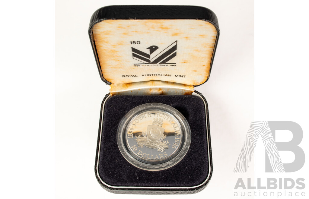 Australian 1986 Silver Proof Ten Dollar Coin, State Series South Australia .925