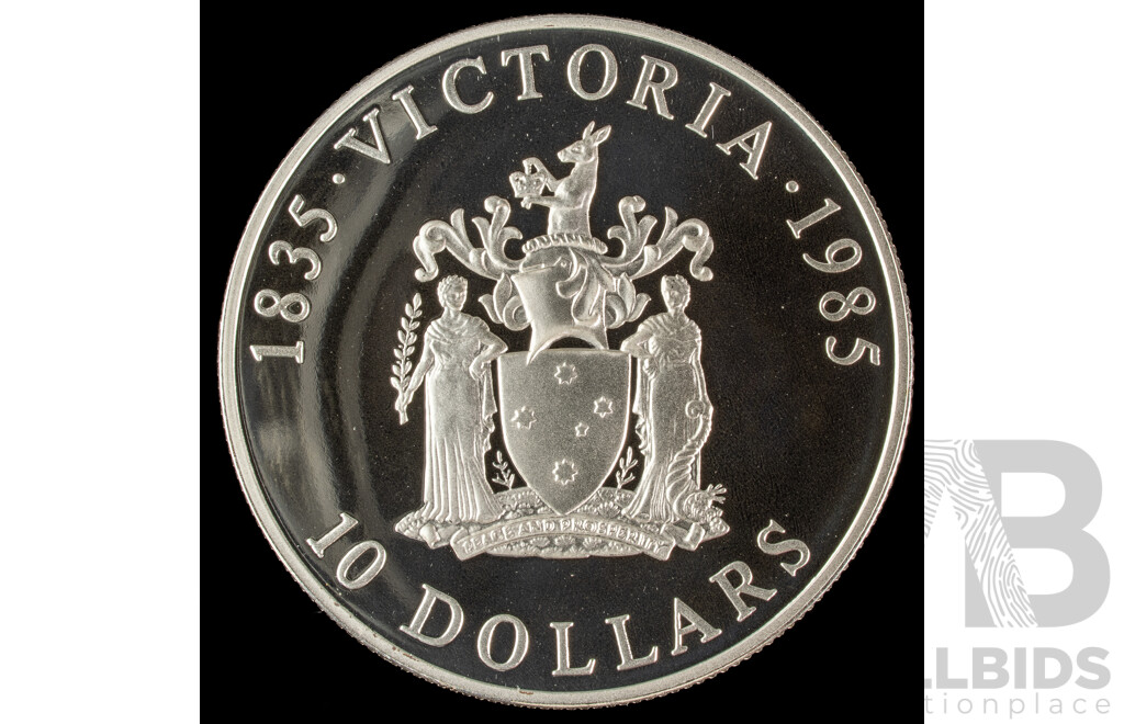 Australian 1985 Silver Proof Ten Dollar Coin, State Series Victoria .925
